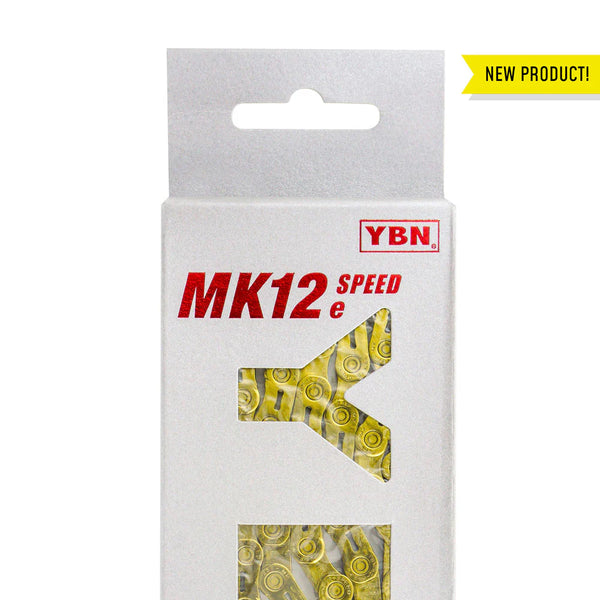 YBN MK-H12e Gold Flat Top Chain 136 Links (MTB, E-Bike, Road)