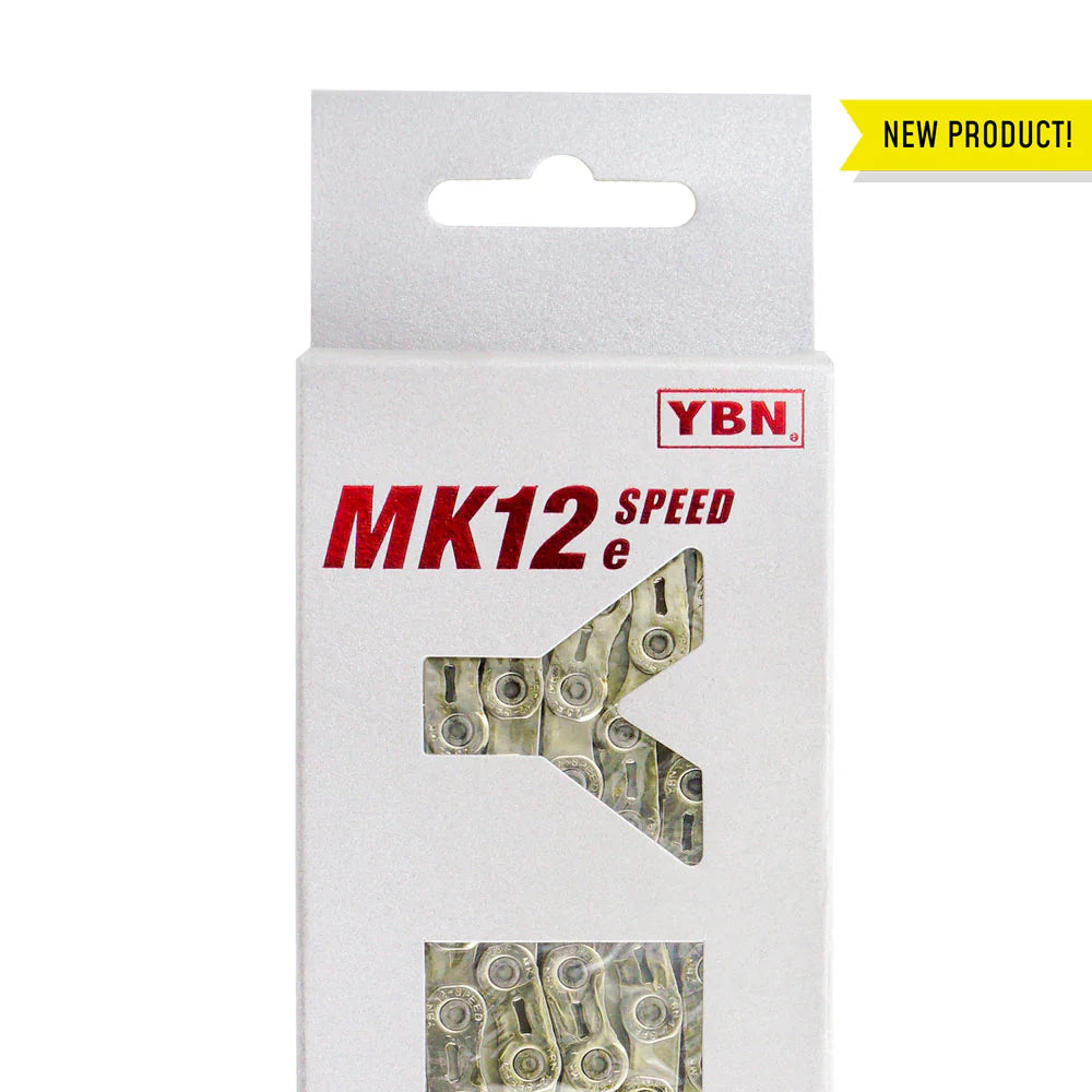 YBN MK-H12e Silver Flat Top Chain 136 Links (MTB, E-Bike