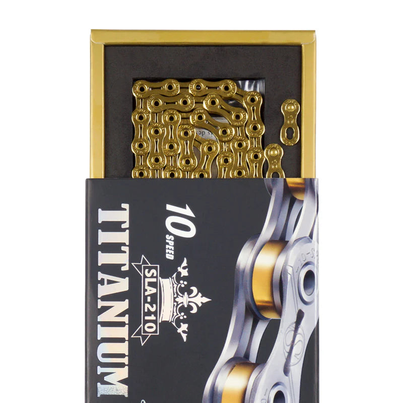 YBN 10 Speed 6.4 Titanium Gold Chain SLA210 210g In a Spin Cycles