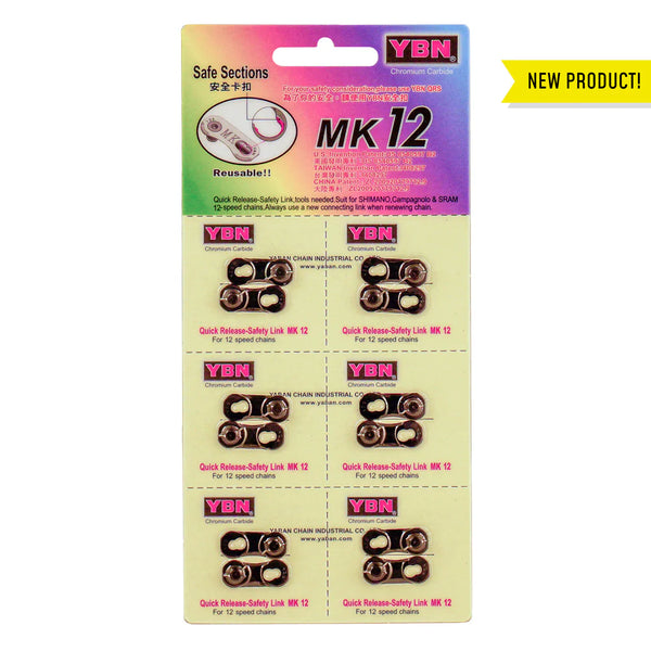 YBN MK12 Flat Top 12 Speed Master Links x 6 (Silver, Gold, Rainbow, Black)